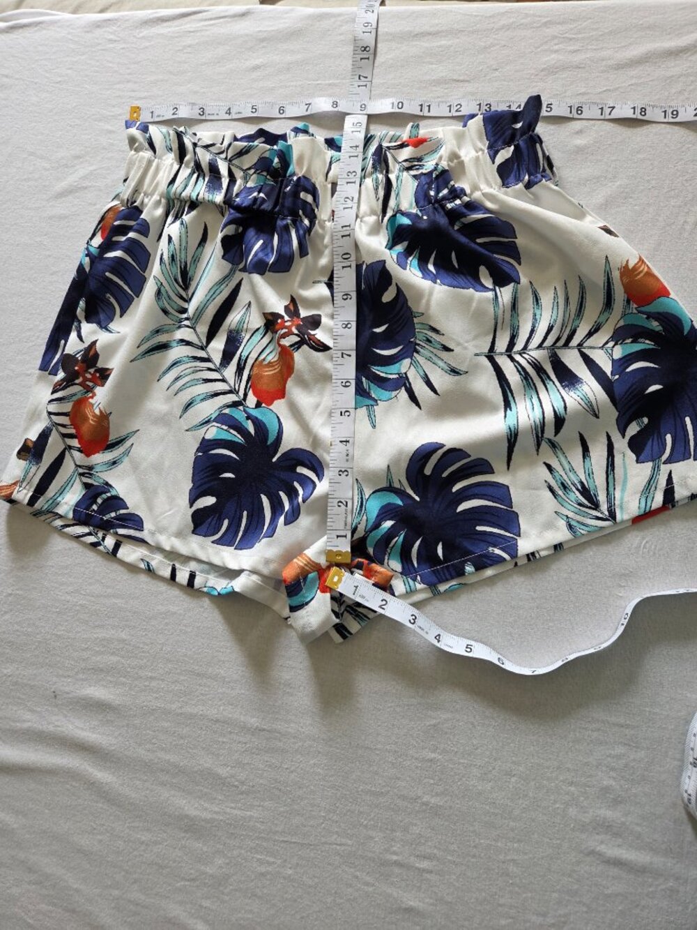 SHEIN White Tropical Montera Print High Waist Paperbag Shorts - Picture 9 of 10